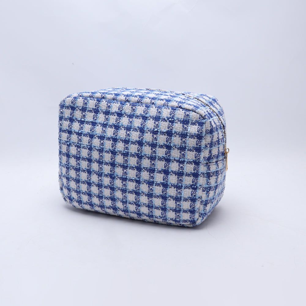 Large Blue Checkers Pouch